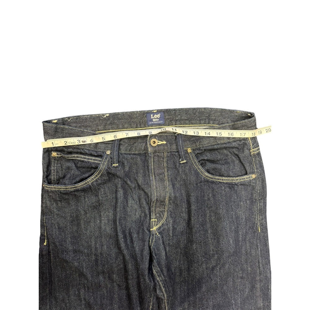 Lee 101+ Selvedge Jeans Mens 32 Dark Blue Indigo Excellent Premium Denim Pants - Picture 15 of 16